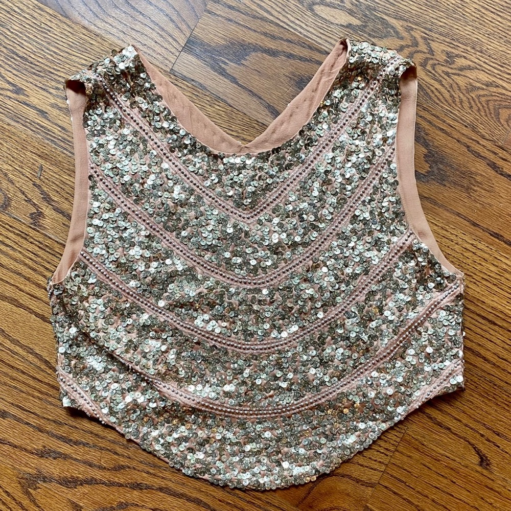 Haute Hippie Sequined Cropped Silk Vest Sz S NWOT - Picture 8 of 11